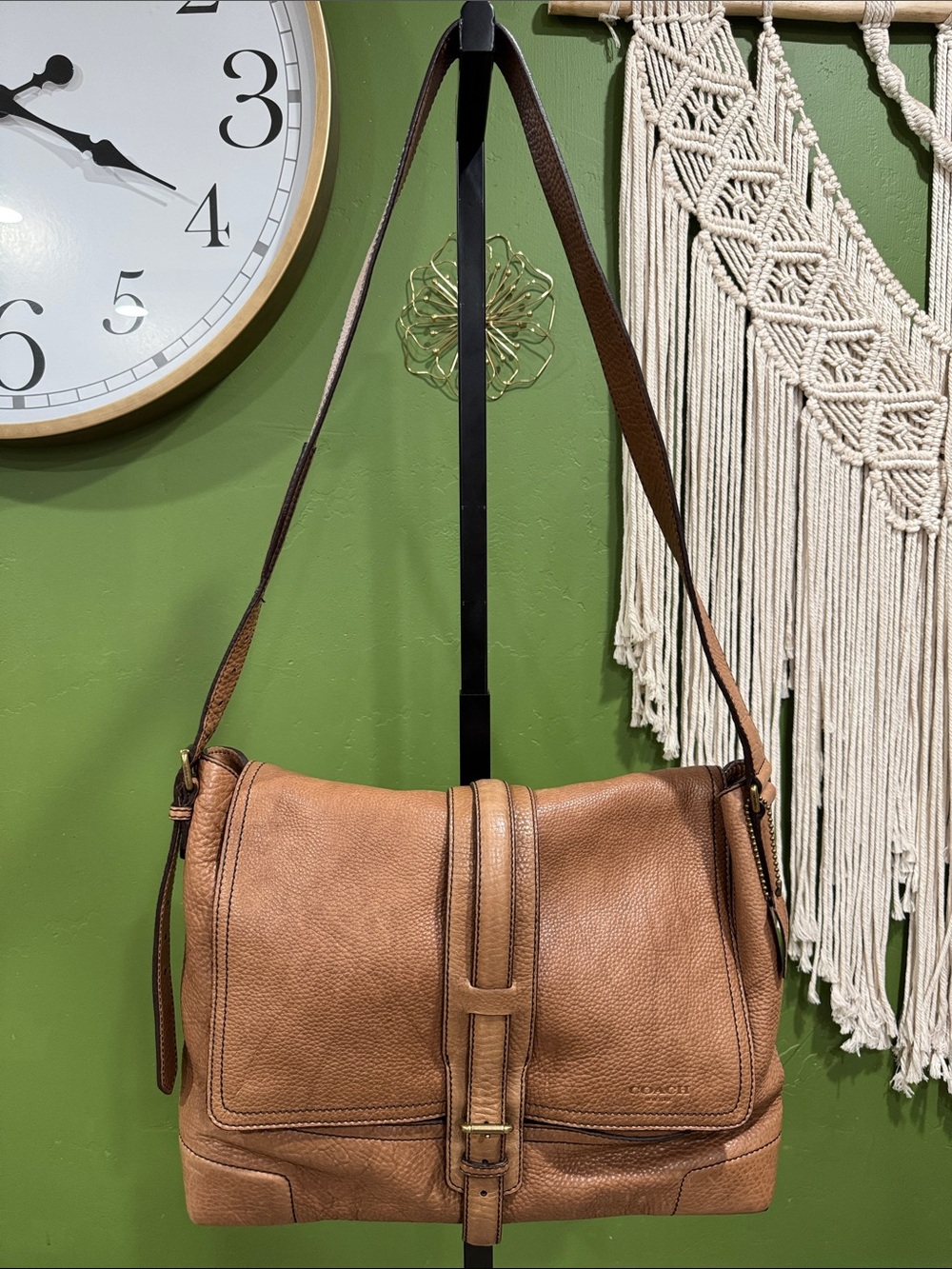 Coach Bleeker Messenger Tan Pebbled Leather Messenger Bag Style 70949